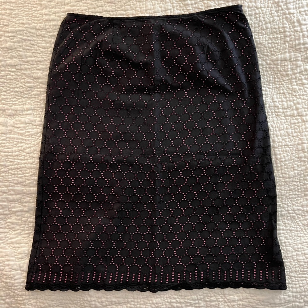 Black Eyelet Skirt Pink Lined